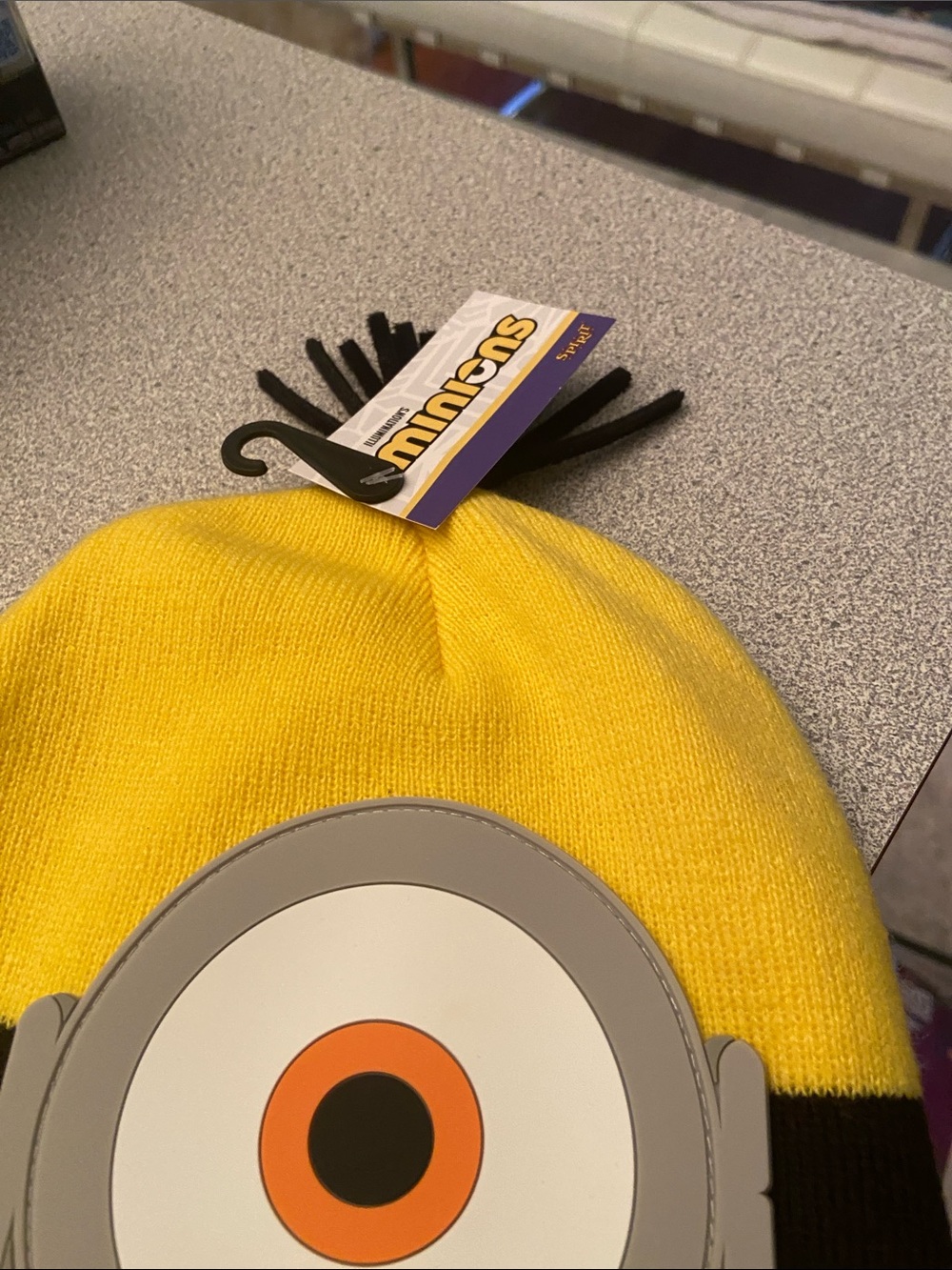 Yellow Knit Beanie Hat with Goggle Patch - Picture 3 of 3